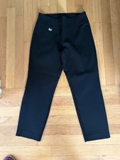 Capris Alfani Womens Pants Black Flat Front Straight Leg Elastic Waist Size 2 picture