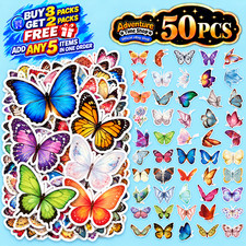 50pcs Colorful Butterfly Stickers Aesthetic Nature Waterproof Vinyl Decal Laptop picture