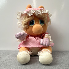VINTAGE 1985 MUPPET BABIES BABY MISS PIGGY HASBRO SOFTIES 10 IN PLUSH DOLL picture