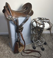 ATQ 1917 US Cavalry McClellan WW1 Horse Saddle 12” Seat Spalding Military WOW picture