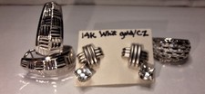 LOT of White Gold 2 Pairs Earrings, 1 Ring sz 5.5/ 6.8gr 14K, 3.2 10K =10grams picture