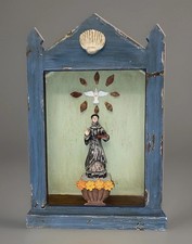 Mexican Folk art Santos Shrine Hand-made ~ St. Francis Of Assisi picture