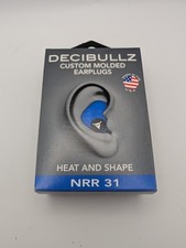 Decibullz Custom Molded Earplugs Heat & Shape NRR 31 Blue w/ Pouch & Tips picture