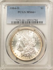 1884-O MORGAN DOLLAR, PCGS MS-66+, BLAZING WHITE & SO CLOSE TO MS-67-WOW picture