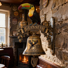 Vintage Toucan Figure Guinness Wall Bell Retro Bar Pub Doorbell Ornament picture