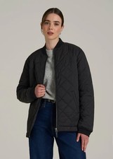 American Tall Womens 2XL Tall Quilted Jacket Full Zip Pockets Black NWT picture