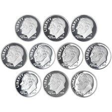 2010-2019 S Roosevelt Dimes 90% Silver Gem DCam Proof Run 10 Coin Set picture