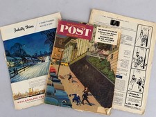 1955 Saturday Evening Post Magazines Vintage Ads Mid Century Lot Of 3 picture
