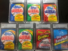 1986 1987 1988 1989 1990-1992 Topps Wax Pack Lot 7 Graded Unopened Encapsulated picture