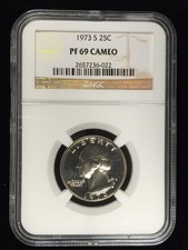 1973 S WASHINGTON QUARTER 25C PF69 CAMEO NGC PR69 CAM SKU 1773 picture