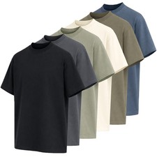 5-Pack Men's Cotton Crew Neck T-Shirts Heavyweight Oversized (S - 3XL)  picture