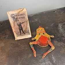 Antique c.1890s CLIMBING BROWNIE Wood String Toy PALMER COX w/ Box picture