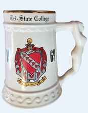 Vintage Tri-State College 1969 Ceramic Stein Mug w Nude Lady Handle & Gold Trim picture