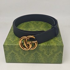 Gucci GG Marmont Women’s Belt Black Calfskin Leather Gold Buckle Size 90 picture