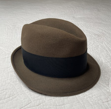 Vintage Dobbs Snap-A-Matic Fur Felt Fedora Hat 7 1/8 Brown 1950's picture