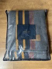 NWT Pendleton Yakima Camp Throw Blanket Lake Grey Stripe 54x66 Wool Blend picture