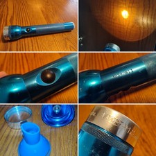 Vintage RARE Mag CALIF. USA Blue VARI- BEAM 3-D Cell Flashlight picture