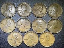 1909-1919 Lincoln Wheat Cent SET AVERAGE CIRC (11) Coins Total SKU028 picture