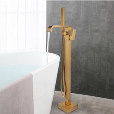 Bathtub Faucet Floor Mounted Brushed Gold Free Standing Mixer Tub Tap picture