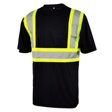 Class 3 Hi Vis Black Safety Work TShirt Reflective Work Shirt Short Long Sleeve picture