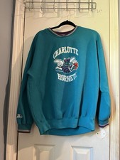 Vtg Charlotte Hornets Starter Sweatshirt Mens Medium Teal NBA Basketball Crew picture