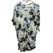 Torrid womens shirt size 4X (26) floral ruffle ruched blouse short sleeve new picture