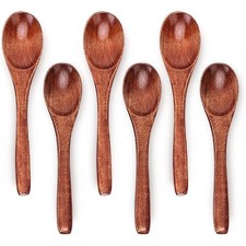 6in Wooden Spoons, 6pcs Soup Spoons Set, Small Wooden Utensils for Coffee, picture