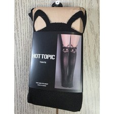 Hot Topic Kitty Kat Faux Over The Knee Cat Tights Black Nude One Size NWT picture