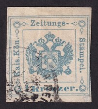 ⭐ 1858 -59 Austria - Newspaper Fiscal Stamp ⭐ 1 Kreuzer ⭐ CLASSIC STAMP 748Y2 picture