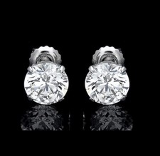 6 CT ROUND CUT VVS1/D LAB CREATED EARRINGS 14K WHITE GOLD  SCREW-BACK 9MM GIFT picture