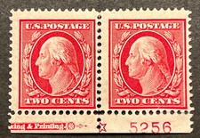 Travelstamps: 1908 US Stamps Scott #332 Two Cent Washington Pair MOGH **NUMBERED picture