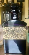 Austrian MOSER GLASS Perfume Bottle  ALEXANDRITE  DIVA GOLD FRIEZE SIGNED picture