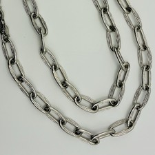Vintage Kramer Textured Silver Tone Paperclip 30” Chunky Chain 1960-1970’s. picture