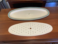 Royal Worcester China Fish Platter W/ Turquoise Band & Gold Filigree. 24