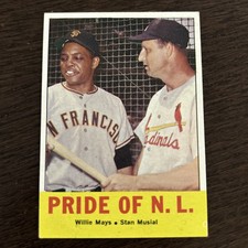 1963 Topps Baseball #138 - Pride Of N.L. - Willie Mays • Stan Musial - NM picture