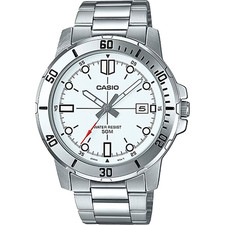 Casio Men's MTP-VD01D-7EVCF Classic Diver Style 50M Silver Watch White Dial NEW picture