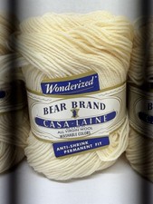 Vintage Bear Brand Casa-Laine Wonderized Virgin Wool Yarn White Lot of 6 picture