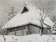 Ryohei Tanaka Snowy Thatched Roof No.2 1982 Etching Signed 72/150 #031 picture