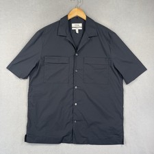 COS Shirt Mens Large Black Short Sleeve Button Up Spread Collar Chest Pockets picture