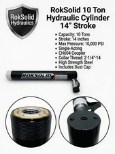 10 Ton 14 Inch Stroke Hydraulic Cylinder 10,000 PSI Extreme Duty 2 Year Warranty picture