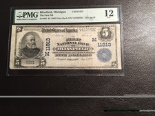 5.00 1902 National Blissfield Michigan PMG 12 Fine picture