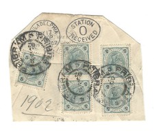 INTERESTING 1902 AUSTRIA PHILADELPHIA CUT COVER PIECE WITH 5 POSTMARKS CANCELS picture