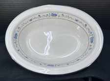 Noritake Ivory China Norma 7016 Oval Serving Bowl 10x7.5in Blue Flower Japan picture