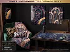 Art Deco Panther Cosmic Nouveau Workspace | Amethyst Purple & Gold Desk Setup picture