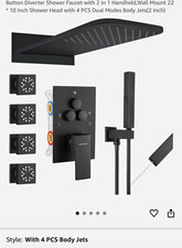 VANFOXLE Wall Mount Matte Black Shower System Rain Head Handheld 4 Body Jets picture