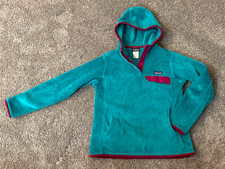 Patagonia Womens Re-Tool Snap T Fleece Hoodie Pullover Teal Large EUC ++ picture