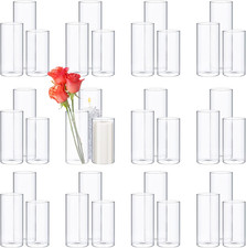60 Pcs Glass Cylinder Vases 2.5''/2.95''/3.9'' Diameter Clear Flowers Vase Hurri picture