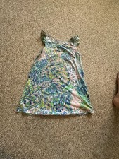 Lilly Pulitzer Essie Tunic Smocked Tank Dress Size S Blue Green Floral picture