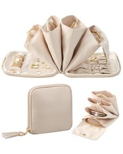 Lolalet Travel Jewelry Case Organizer, Small Soft Jewellery Pouch Oatmeal picture