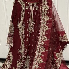 Pakistani Indian salwar kameez Embroidered Chiffon Long Duppatta Bust 42 picture